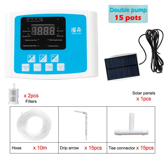 Advanced Solar Drip Irrigation System β Dual Pump, Digital Timer & Multiple Zones