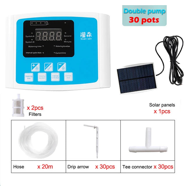 Advanced Solar Drip Irrigation System β Dual Pump, Digital Timer & Multiple Zones