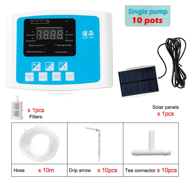 Advanced Solar Drip Irrigation System β Dual Pump, Digital Timer & Multiple Zones