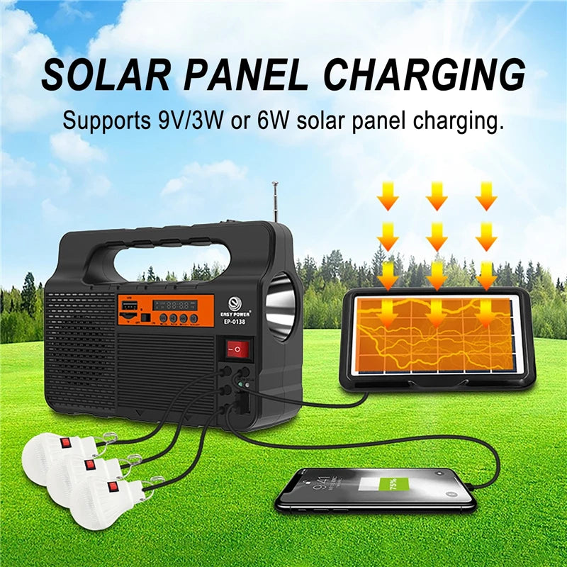 EcoLite Solar Kit – Portable Lighting System with 3 LED Bulbs & Panel