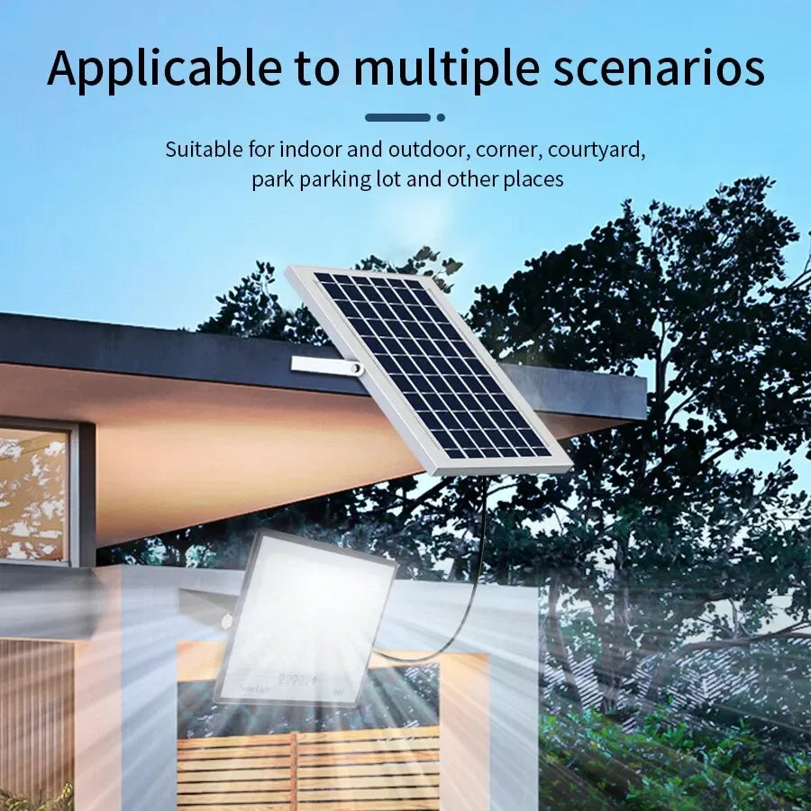 Solar Flood Light with Remote – IP67 Waterproof, Motion Sensor, Wall Mount Garden Security Lamp