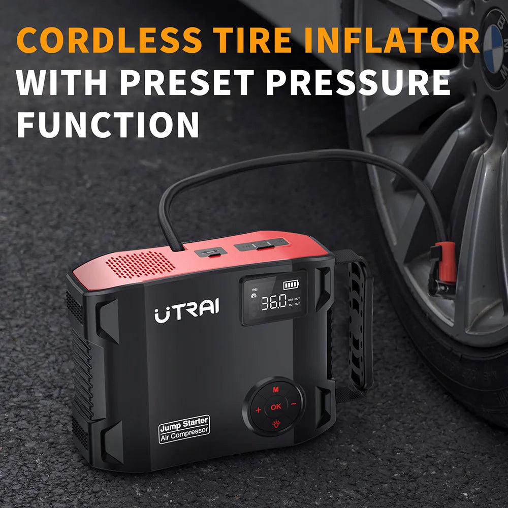 UTRAI 4-in-1 Car Jump Starter 2000A β Power Bank, Air Pump & Light