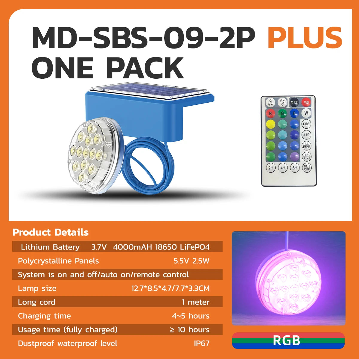 Solar Pool Light with Remote – Waterproof RGB or Warm Light – For Swimming Pools & Ponds