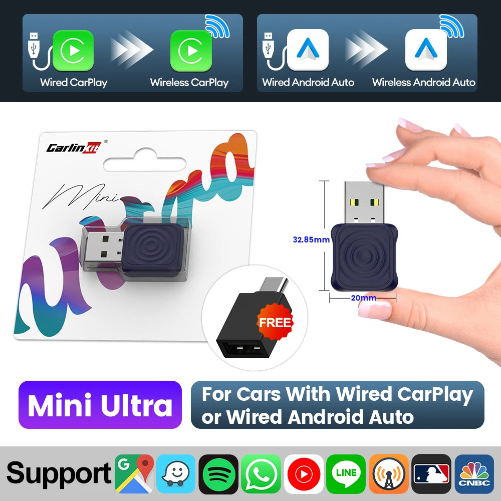 Wireless CarPlay & Android Auto Adapters – Choose Mini or Box Version