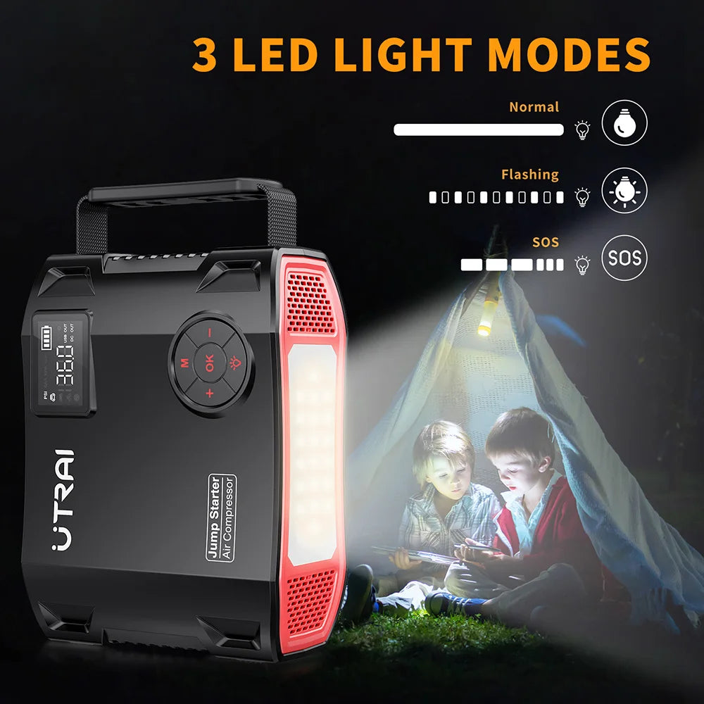 UTRAI 4-in-1 Car Jump Starter 2000A β Power Bank, Air Pump & Light