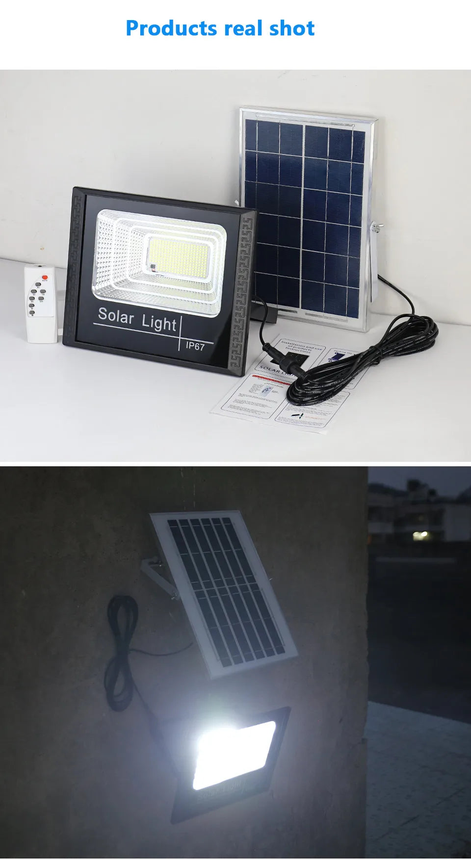 Outdoor LED Solar Floodlight â 50W / 100W / 200W / 300W â Waterproof with Remote Control
