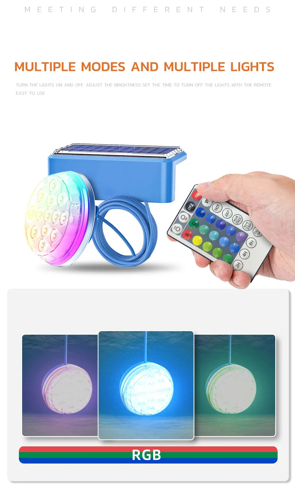 Solar Pool Light with Remote – Waterproof RGB or Warm Light – For Swimming Pools & Ponds