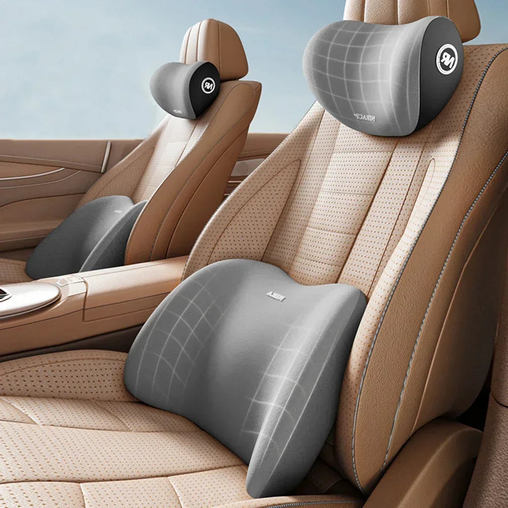 Car Memory Foam Pillow Set – Neck & Lumbar Support for Comfortable Driving