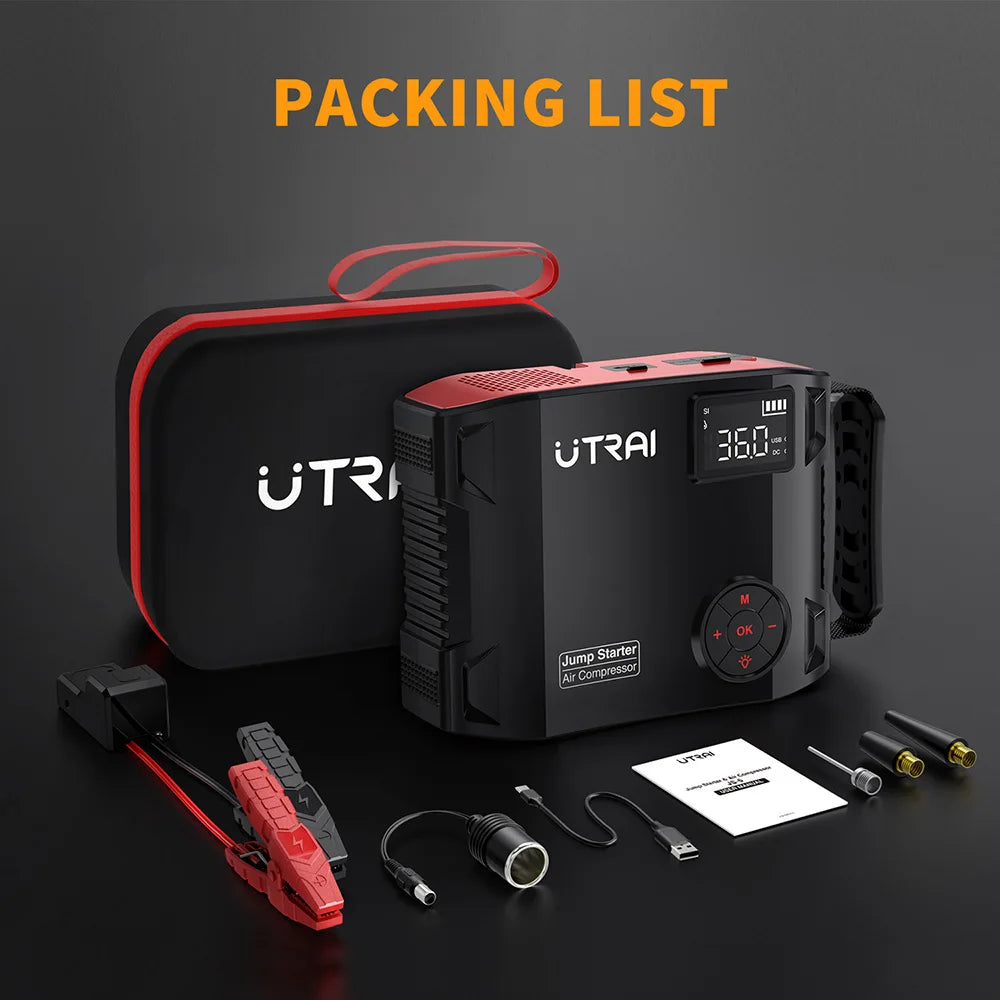 UTRAI 4-in-1 Car Jump Starter 2000A β Power Bank, Air Pump & Light
