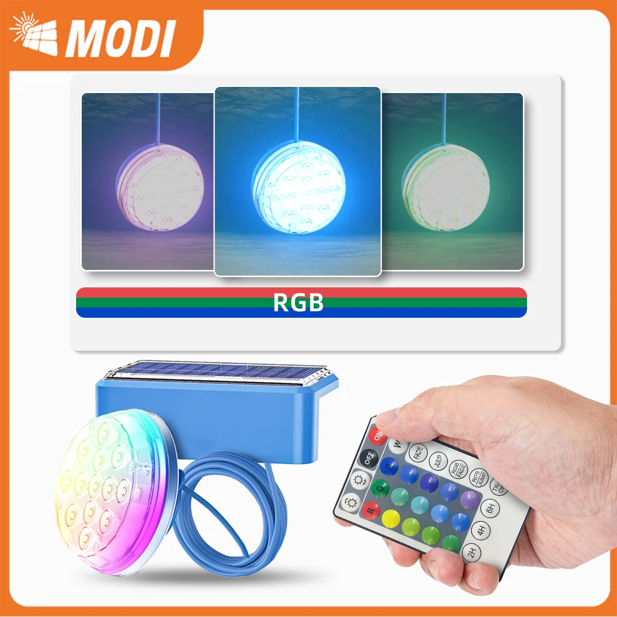 Solar Pool Light with Remote – Waterproof RGB or Warm Light – For Swimming Pools & Ponds
