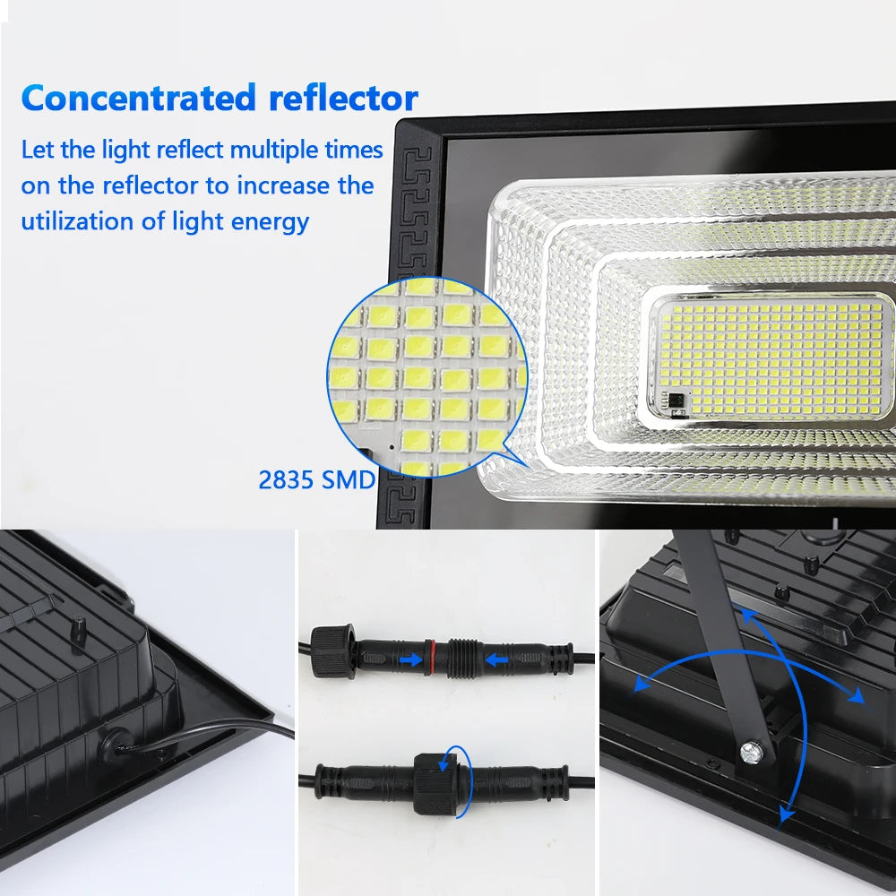 Outdoor LED Solar Floodlight â 50W / 100W / 200W / 300W â Waterproof with Remote Control