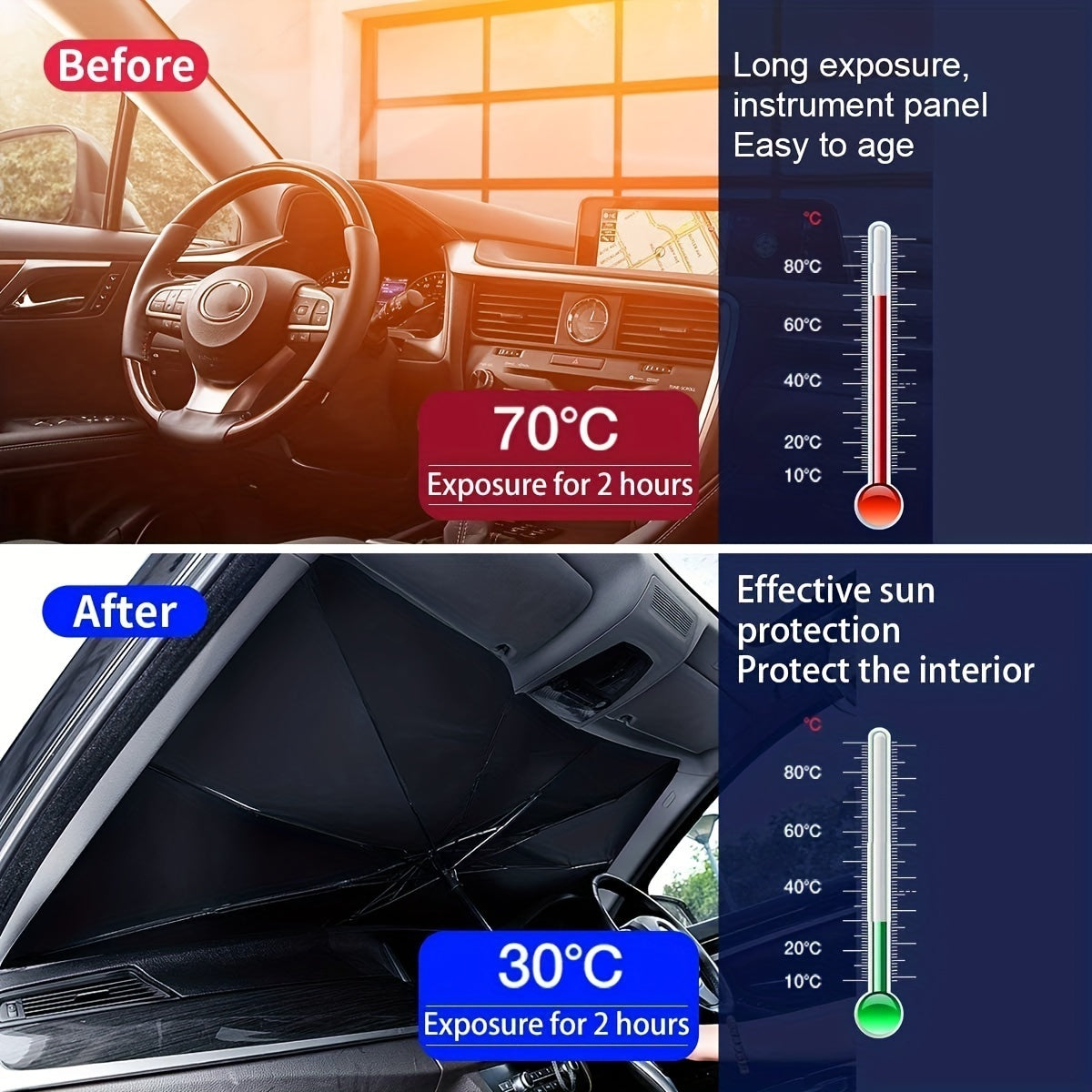 Foldable Car Windshield Sunshade Umbrella β Blocks UV & Heat Fits All Vehicles
