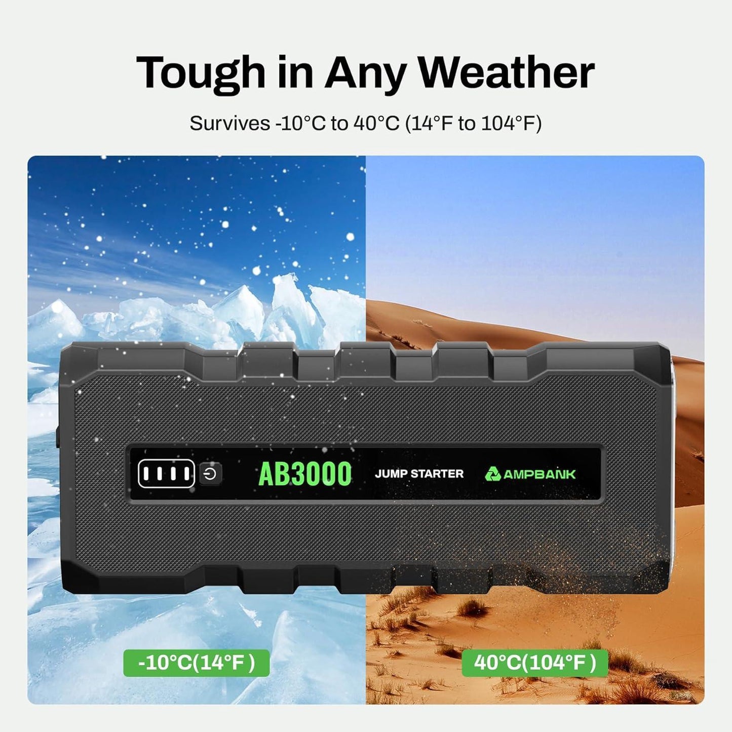 AB3000 12V Car Jump Starter – Compact Power Bank for Gas & Diesel Engines