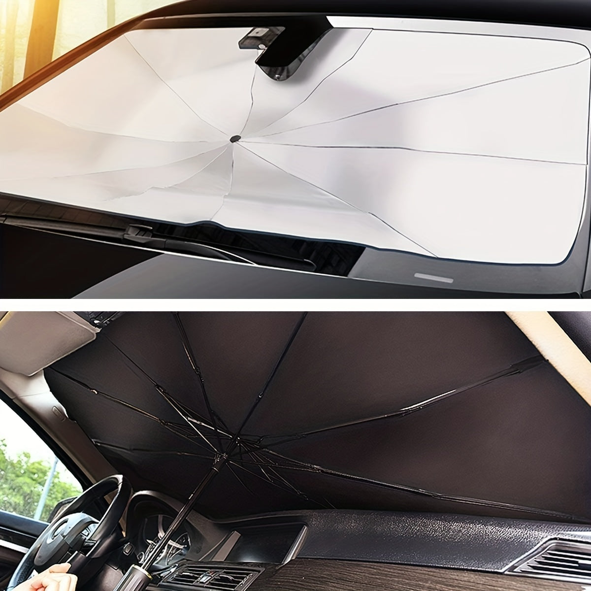 Foldable Car Windshield Sunshade Umbrella – Blocks UV & Heat  Fits All Vehicles