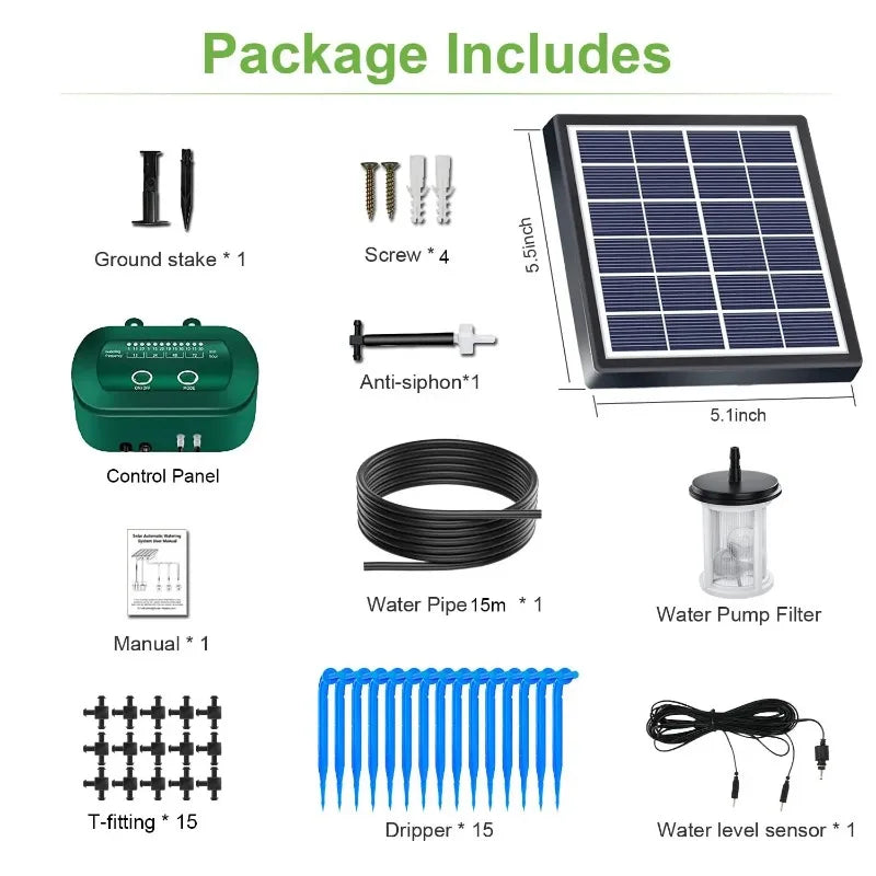Solar Irrigation Kit – Smart Drip Watering System with Built-in Battery for Pots & Balconies