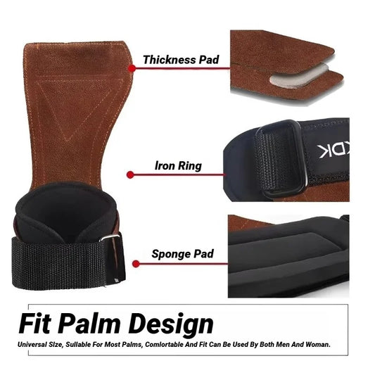 Cowhide Gym Grip Gloves – Anti-Slip Lifting Pads for Power Training & CrossFit