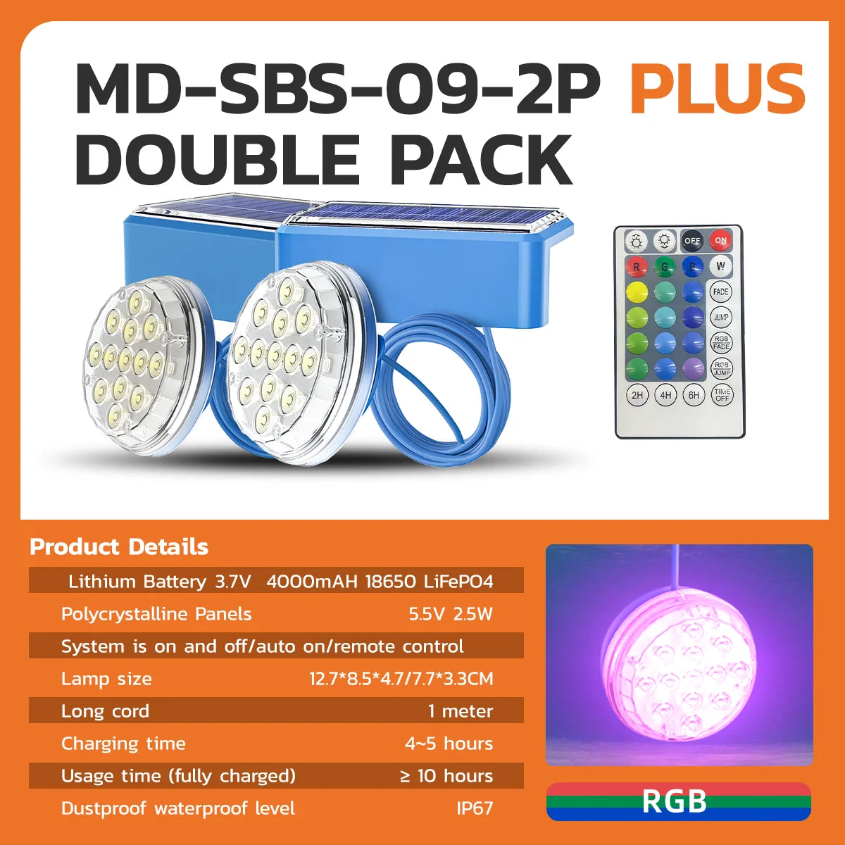 Solar Pool Light with Remote – Waterproof RGB or Warm Light – For Swimming Pools & Ponds