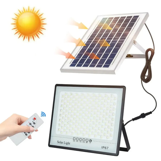 Solar Flood Light with Remote – IP67 Waterproof, Motion Sensor, Wall Mount Garden Security Lamp