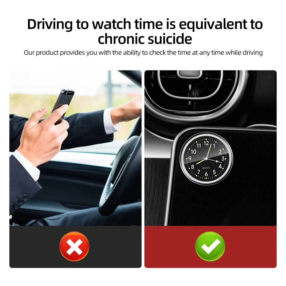 Mini Car Dashboard Clock – Stylish Analog Air Vent Watch with Luminous Display