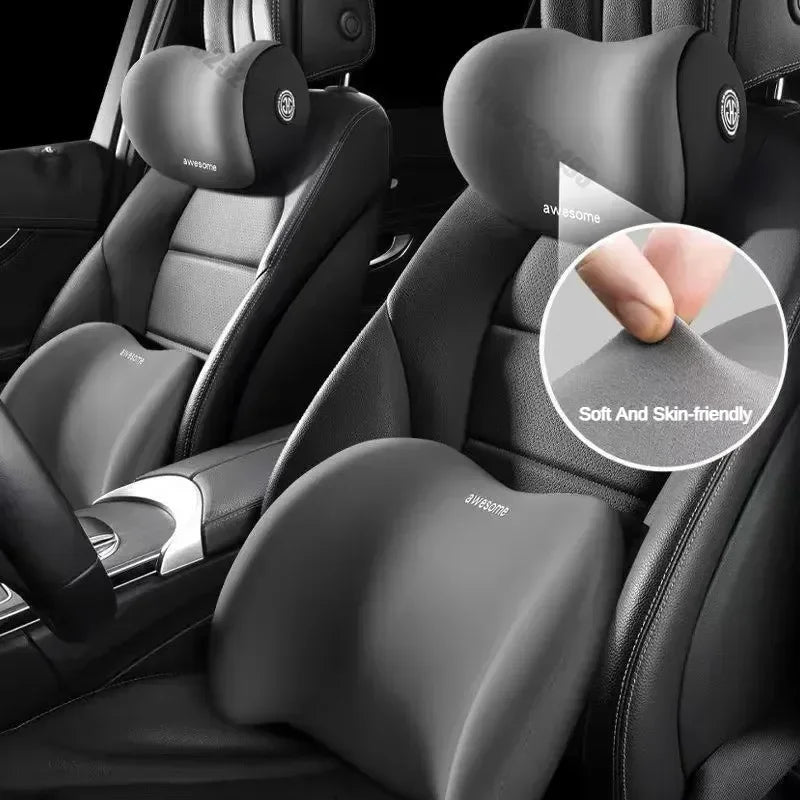 Car Memory Foam Pillow Set – Neck & Lumbar Support for Comfortable Driving
