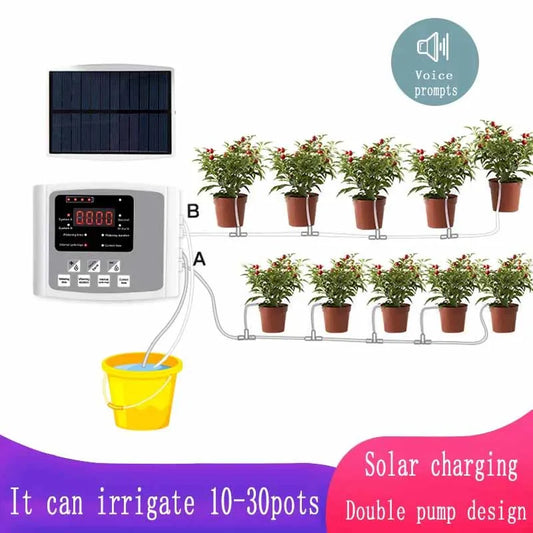 Advanced Solar Drip Irrigation System – Dual Pump, Digital Timer & Multiple Zones