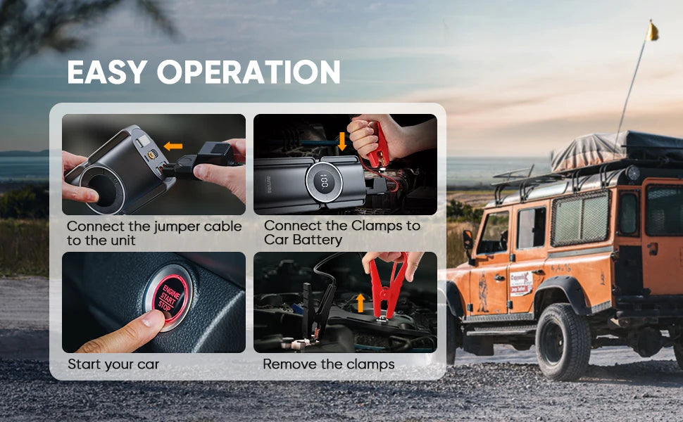 Buture 4-in-1 Jump Starter 2500A – Air Compressor, Power Bank & LED