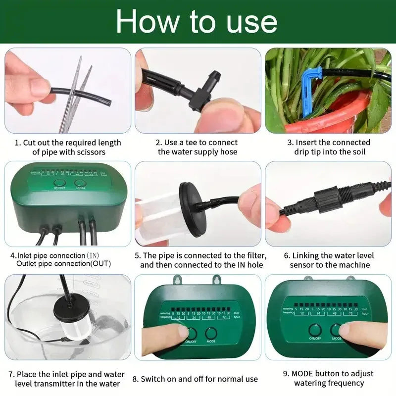 Solar Irrigation Kit – Smart Drip Watering System with Built-in Battery for Pots & Balconies