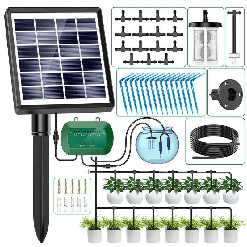Solar Irrigation Kit – Smart Drip Watering System with Built-in Battery for Pots & Balconies
