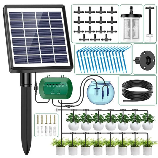 Solar Irrigation Kit – Smart Drip Watering System with Built-in Battery for Pots & Balconies