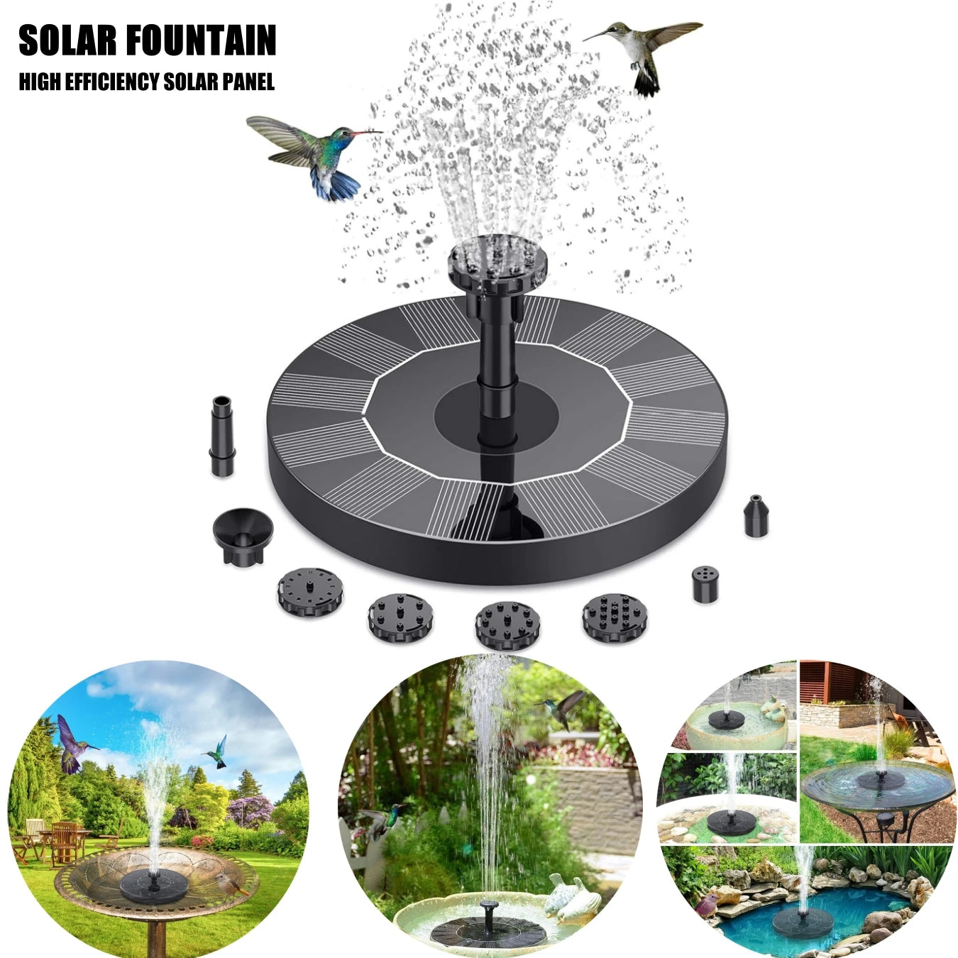 Solar Garden Fountain – 13cm / 16cm Floating Solar-Powered Water Pump