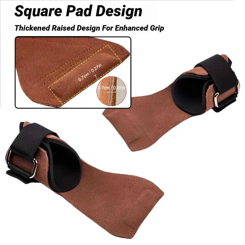 Cowhide Gym Grip Gloves – Anti-Slip Lifting Pads for Power Training & CrossFit
