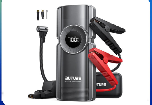 Buture 4-in-1 Jump Starter 2500A – Air Compressor, Power Bank & LED