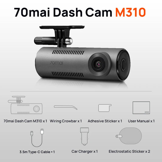 70mai M310 Smart Dash Cam – 1296P HD, Voice Control, 24H Parking Guard
