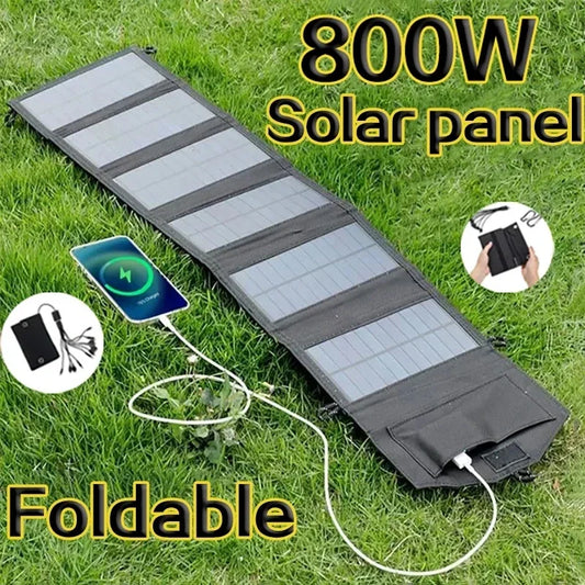 800W Foldable Solar Panel – 6-Fold Portable Solar Charger for USB Devices & Outdoor Use
