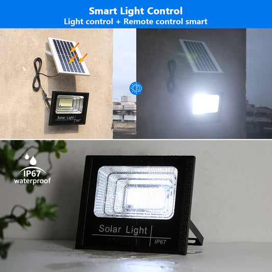 Outdoor LED Solar Floodlight – 50W / 100W / 200W / 300W – Waterproof with Remote Control