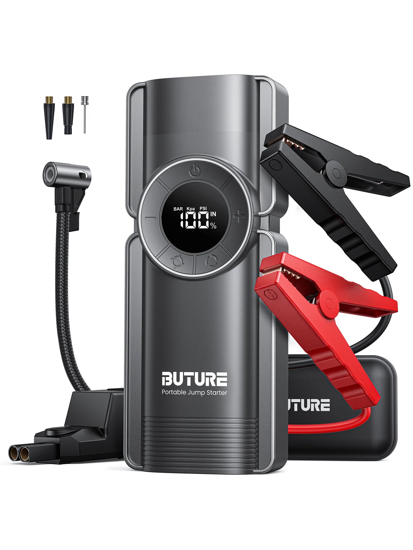 Buture 4-in-1 Jump Starter 2500A – Air Compressor, Power Bank & LED