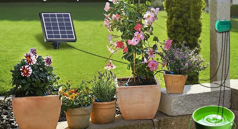 Solar Irrigation Kit – Smart Drip Watering System with Built-in Battery for Pots & Balconies
