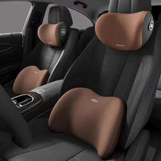 Car Memory Foam Pillow Set – Neck & Lumbar Support for Comfortable Driving